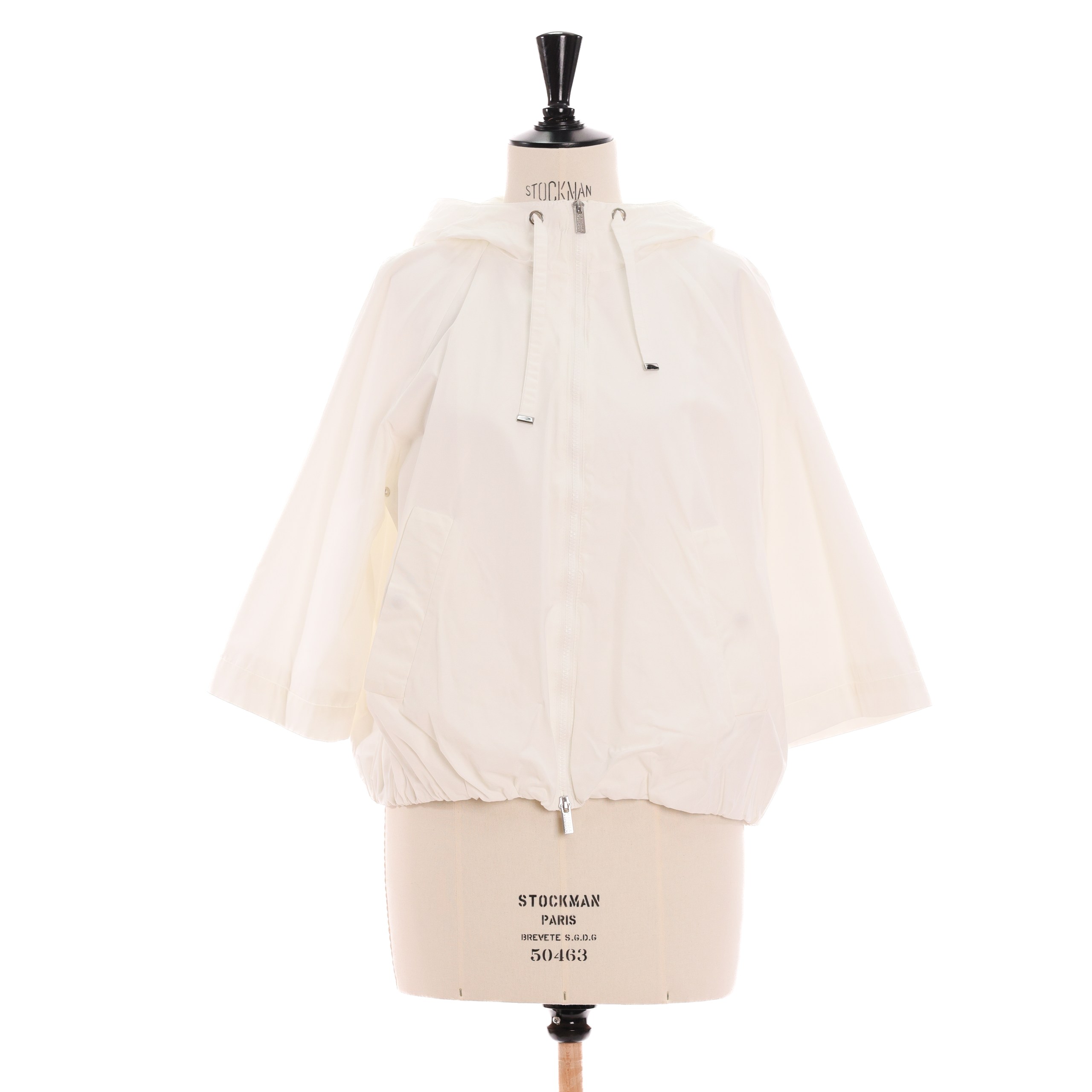 Ветровка Marella 42 белая, 3/4 рукав, с капюшоном