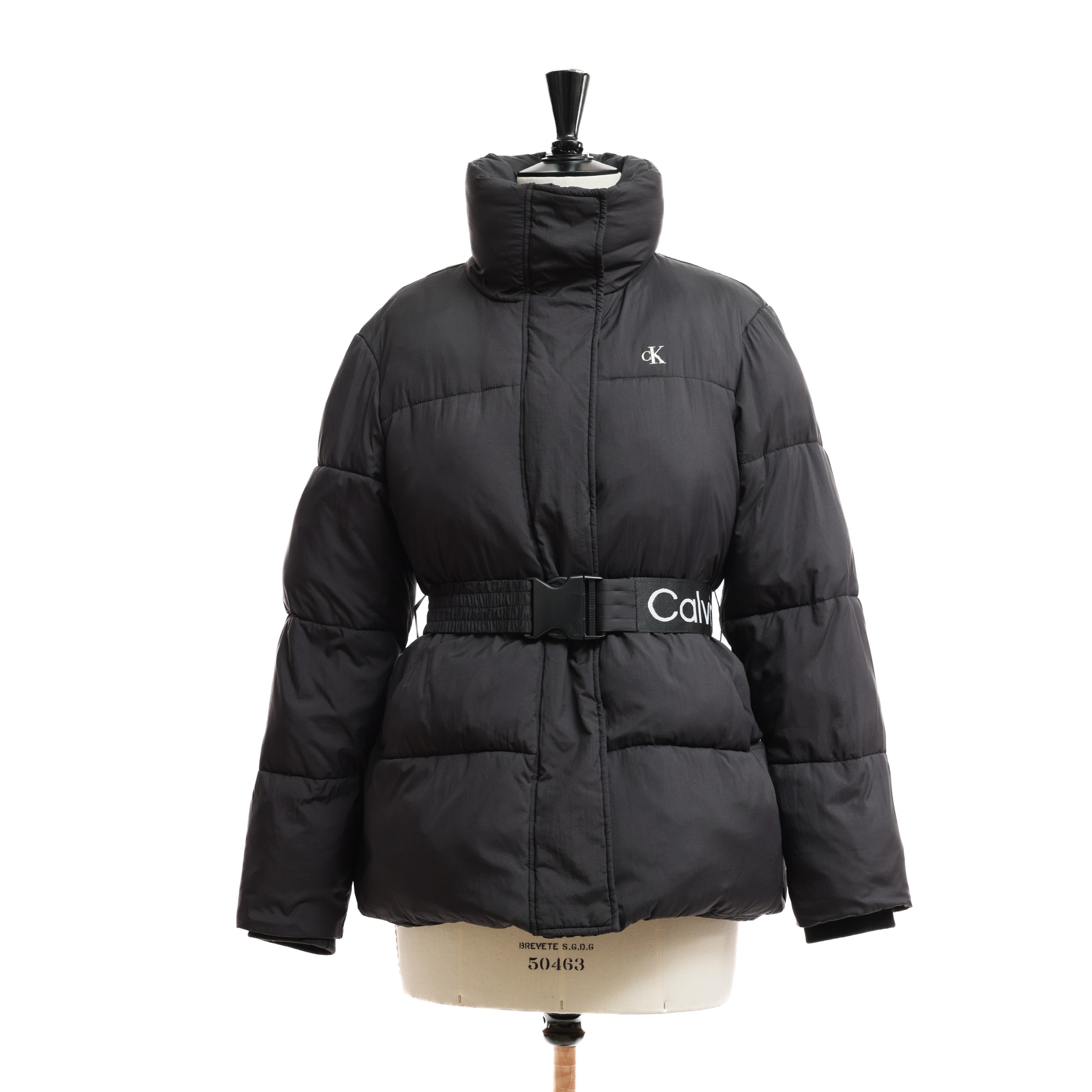 Куртка CALVIN KLEIN S Черный балонь монограмнный ремешек,зиппер/кнопки