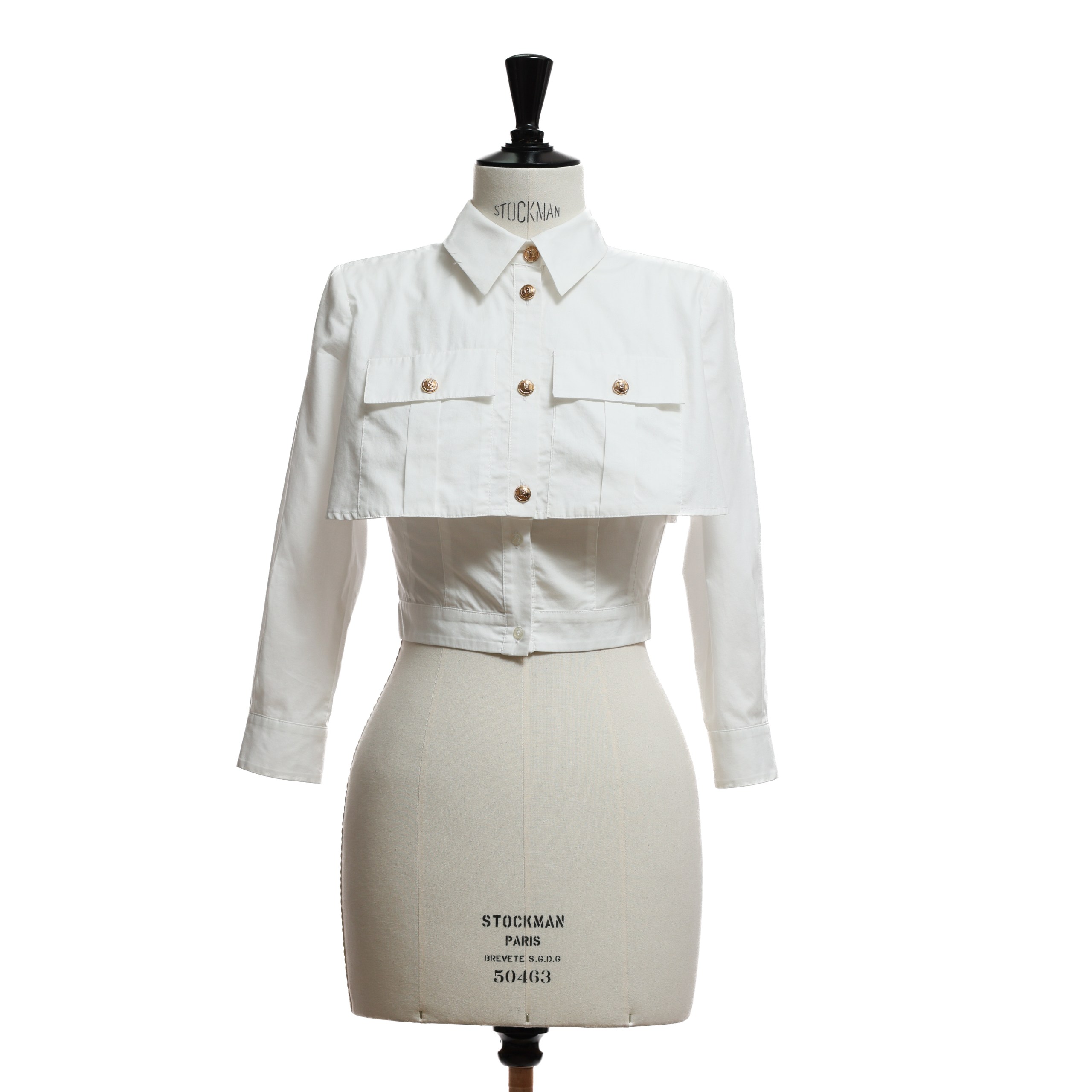 Рубашка ELISABETTA FRANCHI 40 Белый котон двойной низ,золотые пуговицы