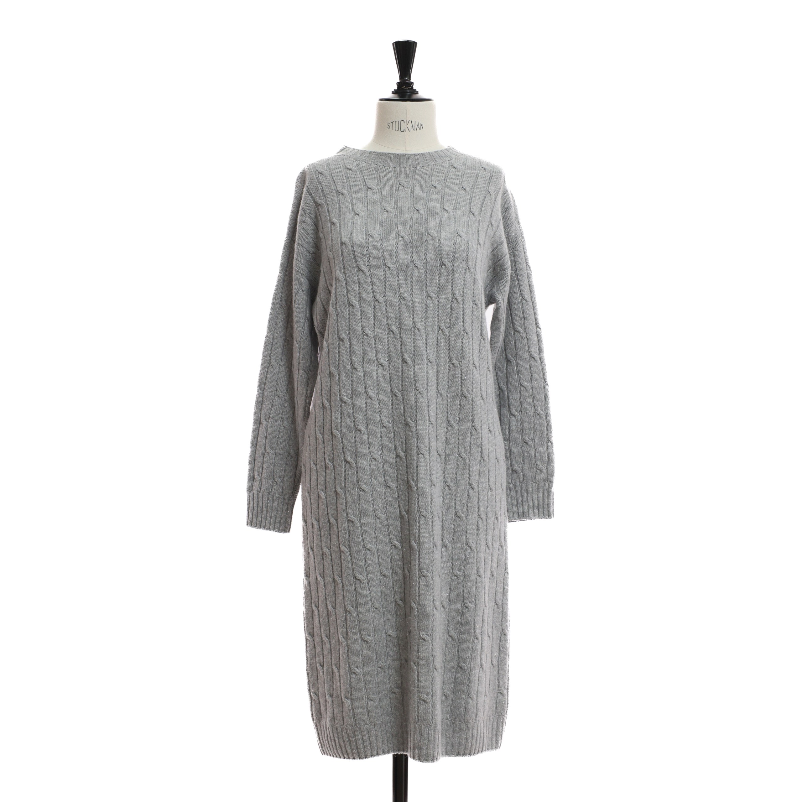 Платье PESERICO 44 Серый шерсть вязка,мерцание люрекса,прямое