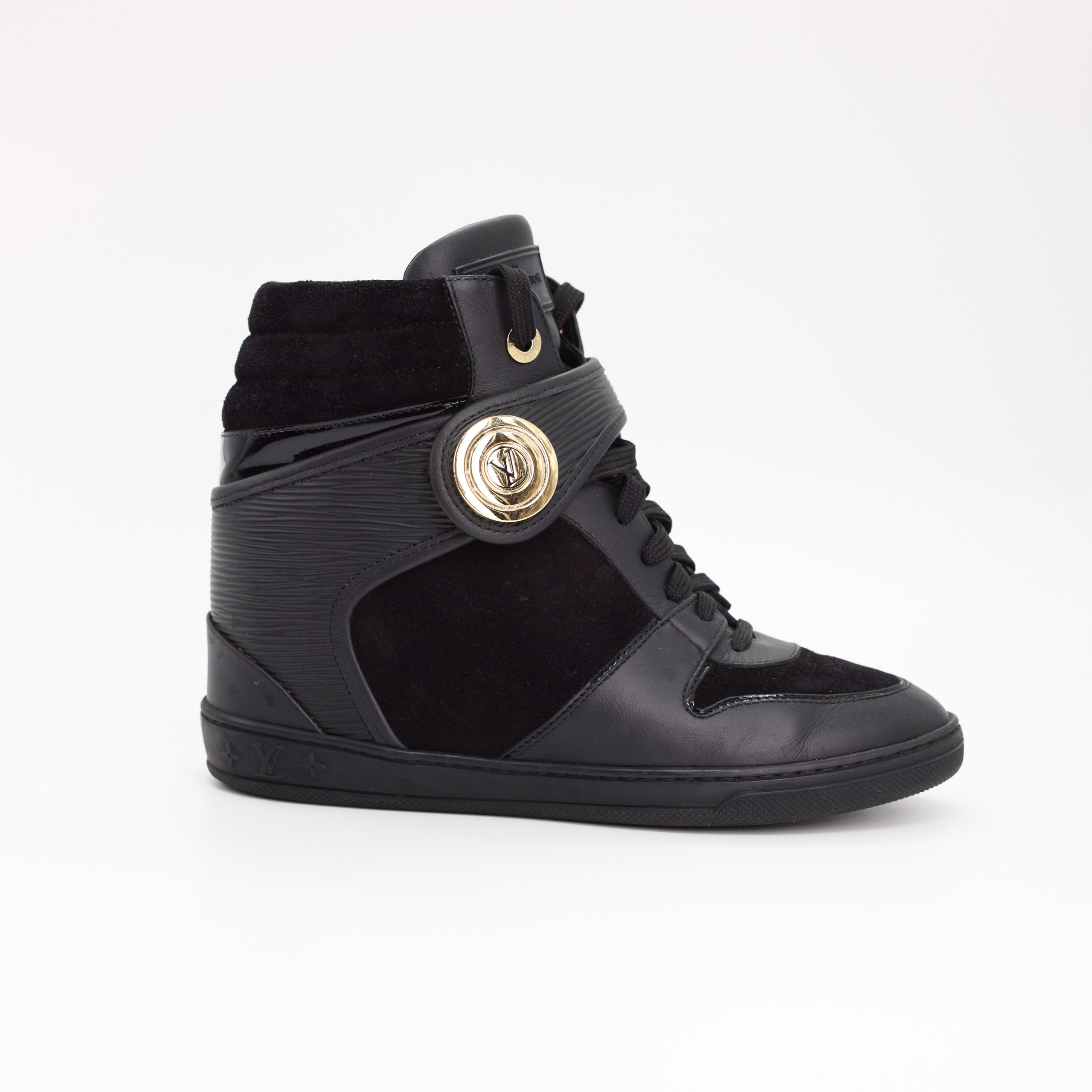 Хайтопы LOUIS VUITTON 38 Черный кожа/замша золото фурнитура. Коробка