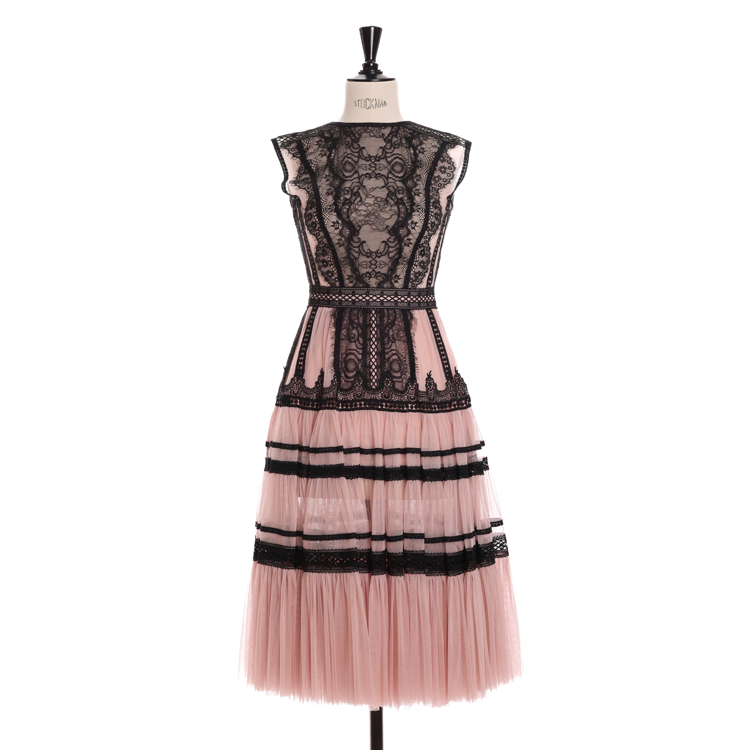 Платье Privato XS розовая сетка, черный гипюр. Чехол