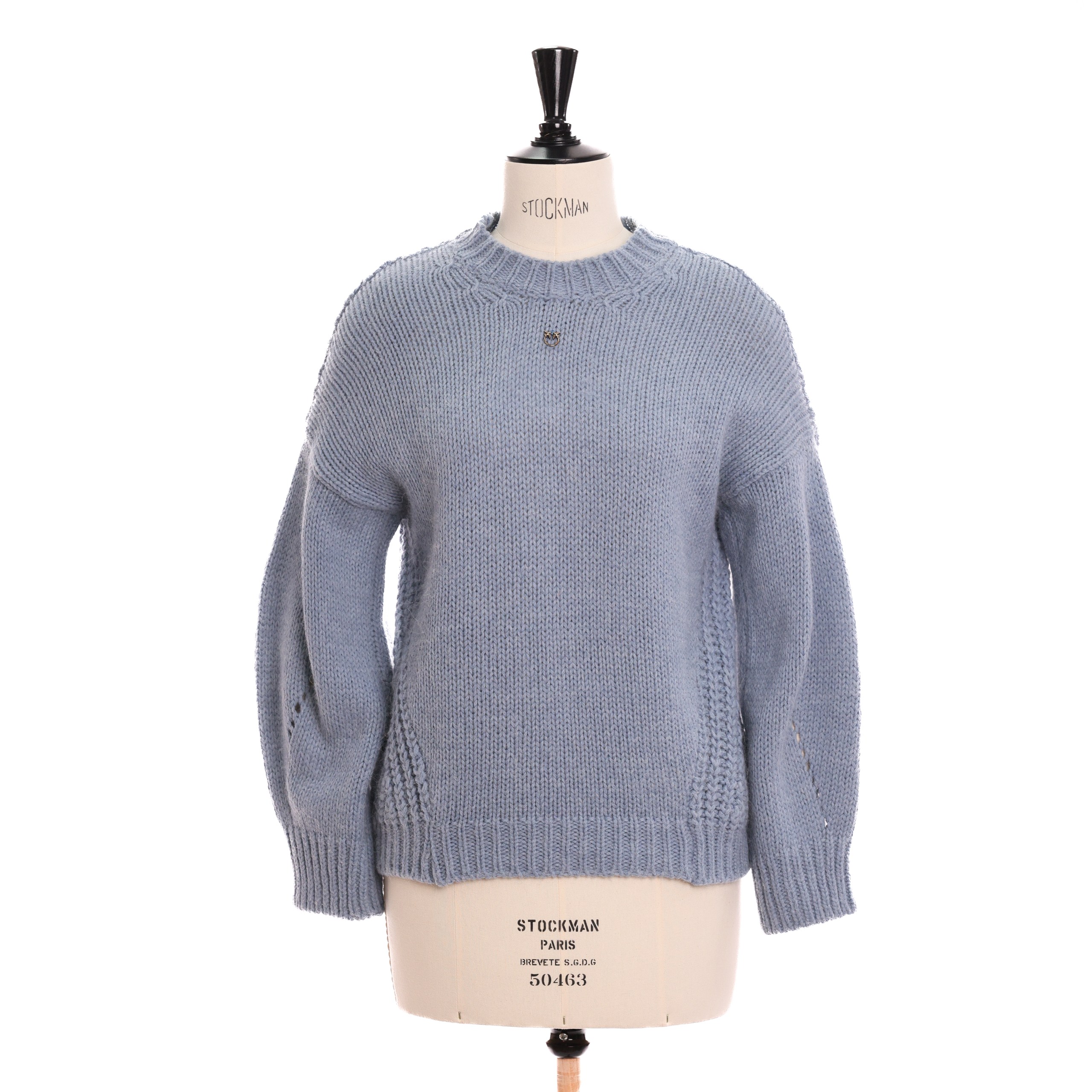 Свитер PINKO S ГОЛУБОЙ текстиль крупная вязка