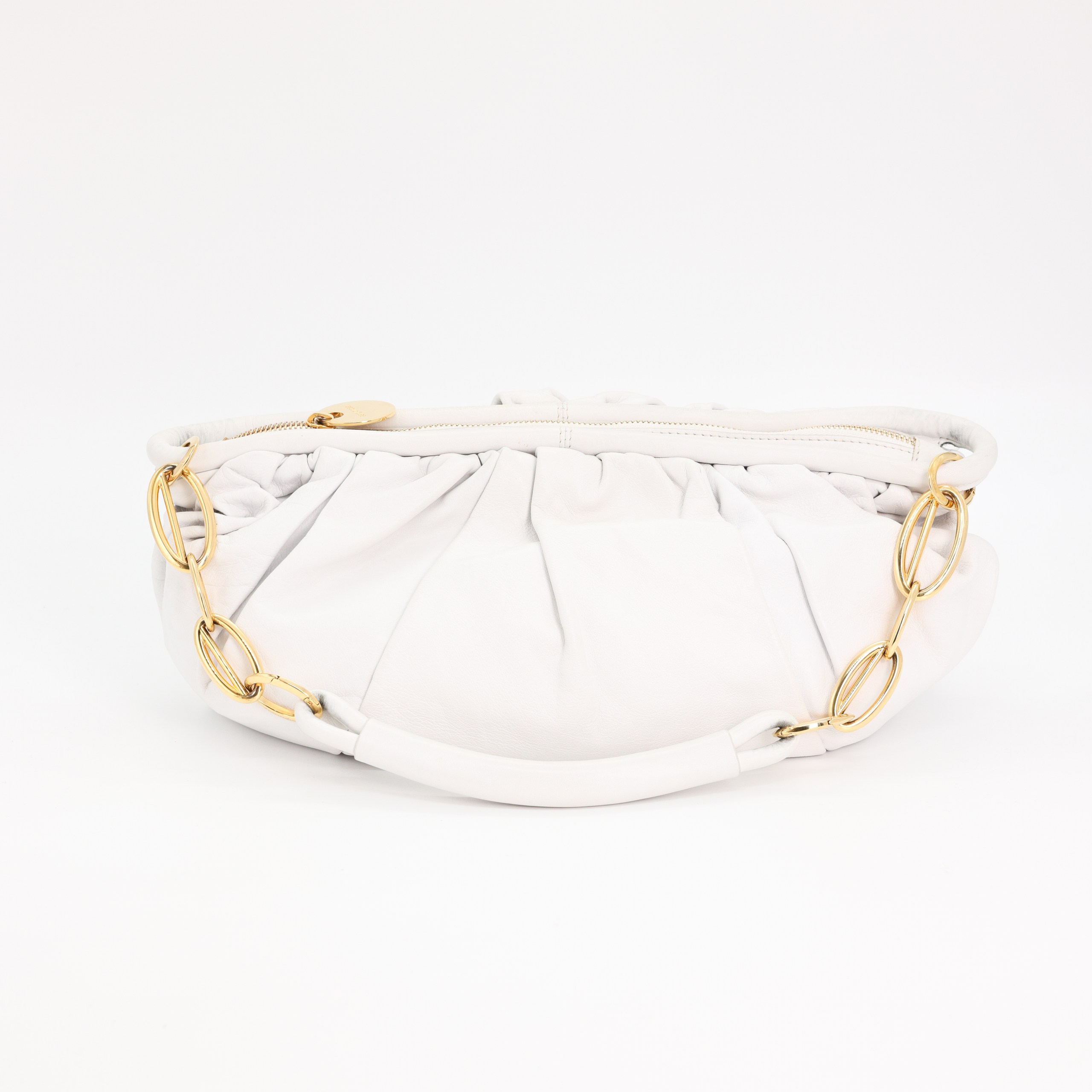 Сумка M SERGIO ROSSI MIDDLE Светло Серый LIGHT GREY MELANGE кожа жатка,золотая фурнитура,пыльник