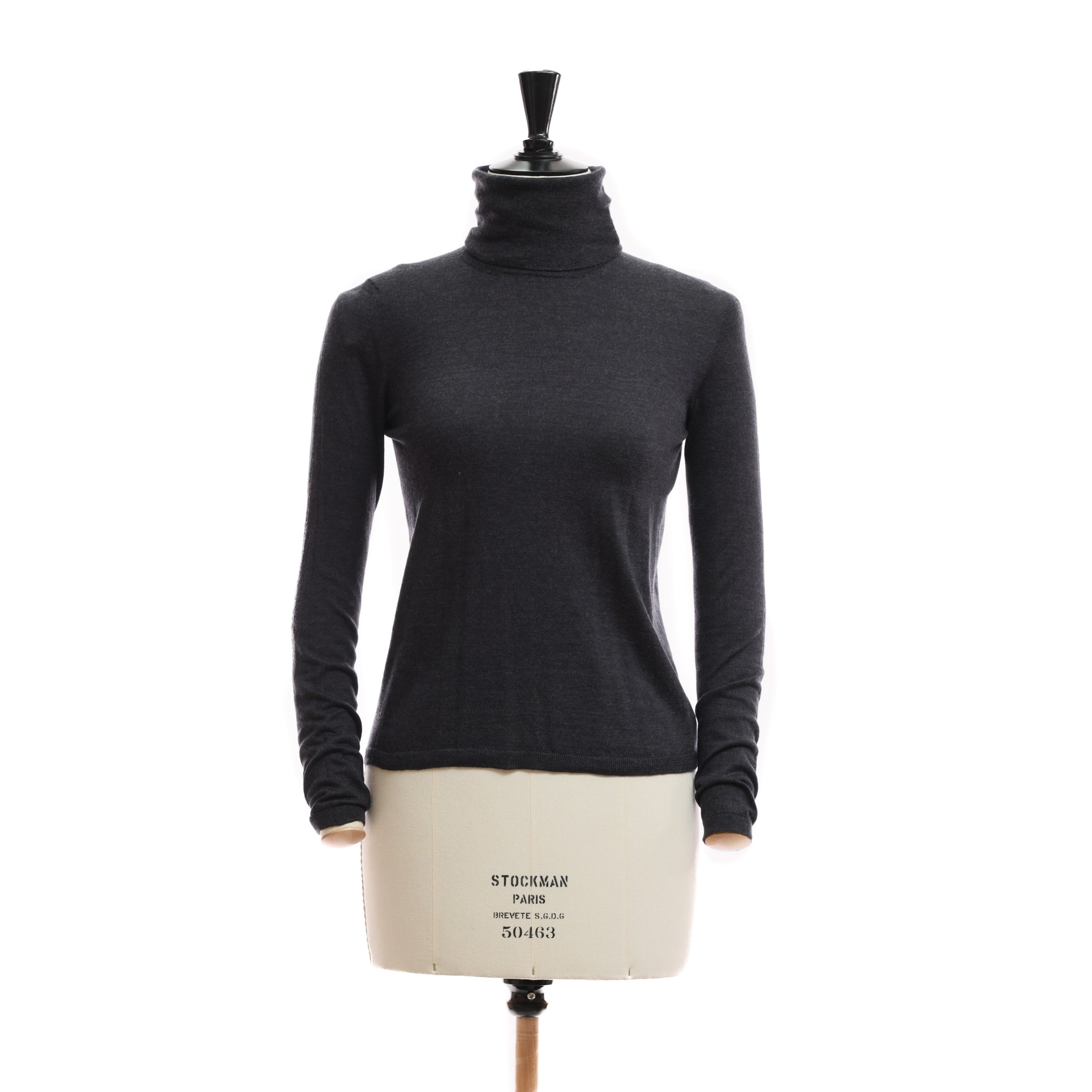 Лонгслив MAX MARA S Темно Серый DARK GREY текстиль высокое горлышко без доп деталей