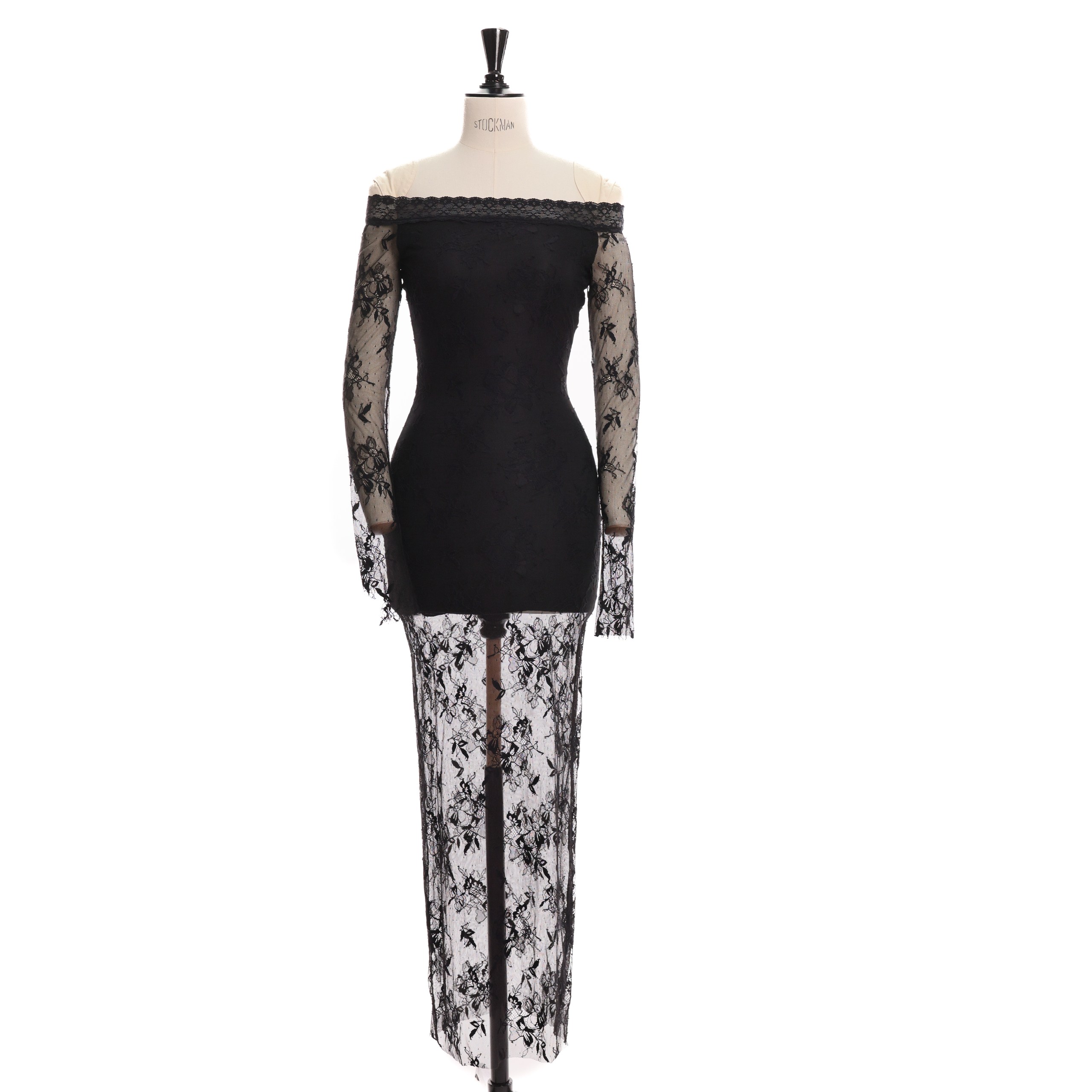 Платье Aniye By 38 черное макси, гипюр