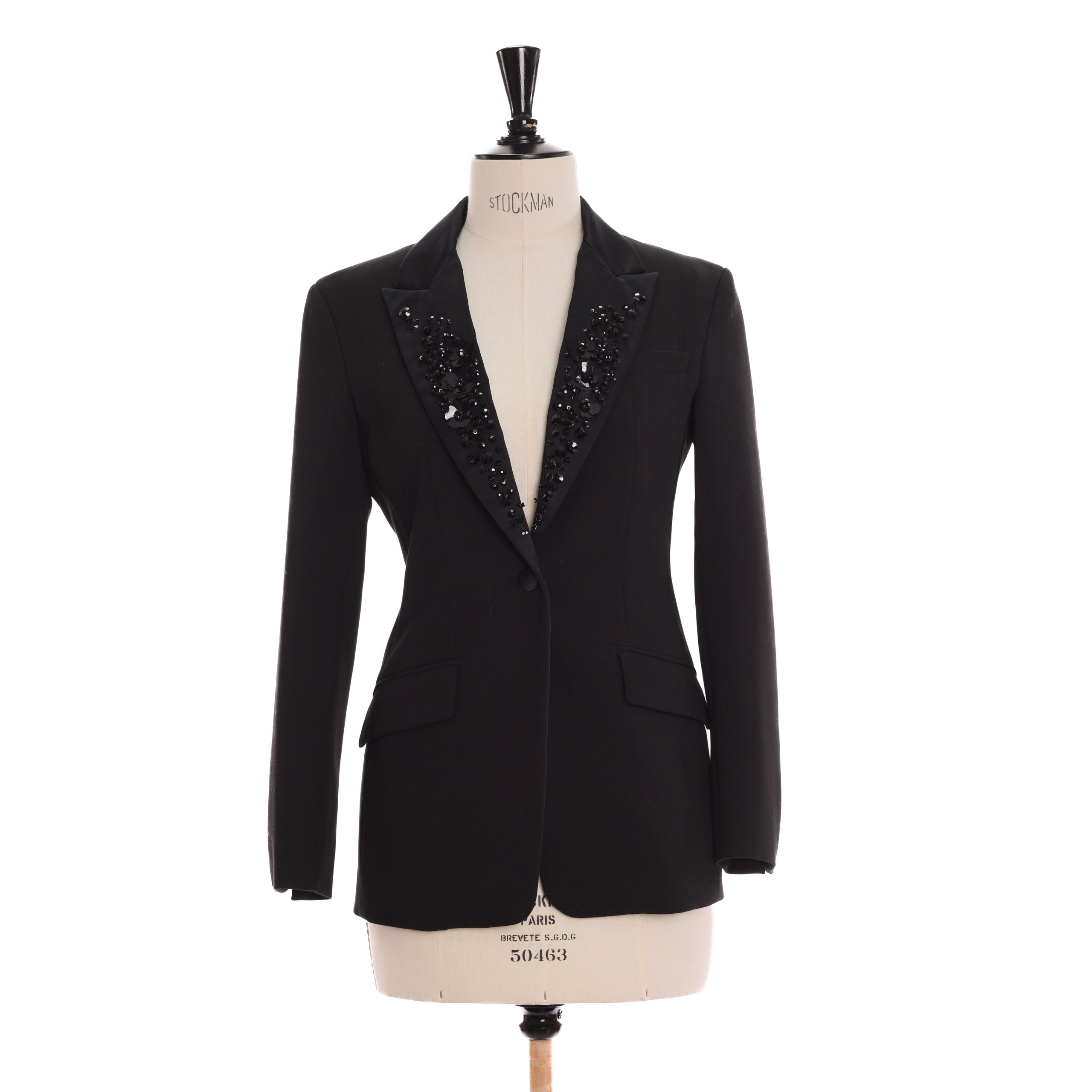 Пиджак DONDUP 40 Черный текстиль декорация из черных деталей по правой стороне манжета,на одной пуговице