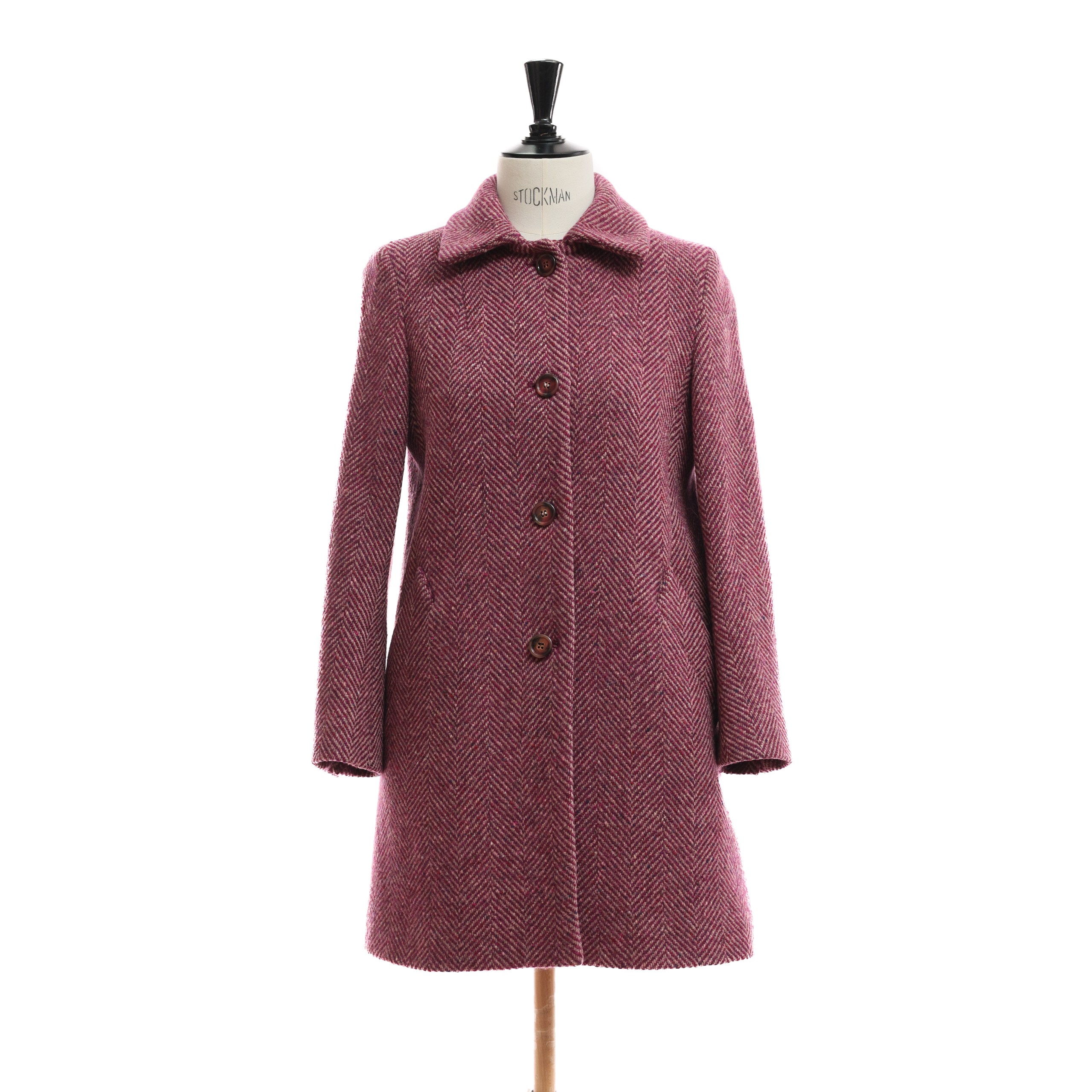 Пальто WEEKEND MAX MARA 40 Бордо шерсть принт елочки,на пуговицах