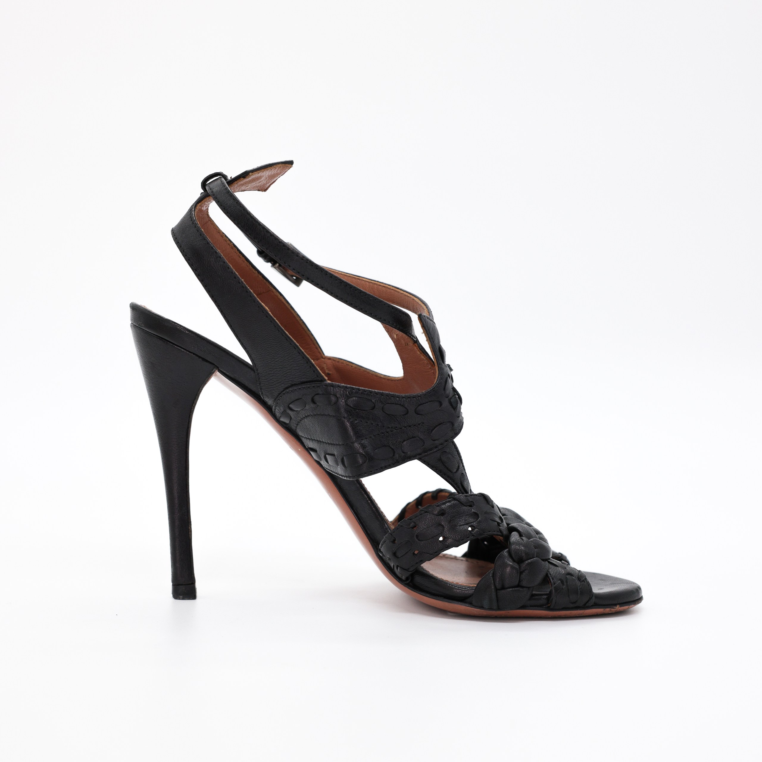 Босоножки Alaia 37.5 плетенная черная кожа