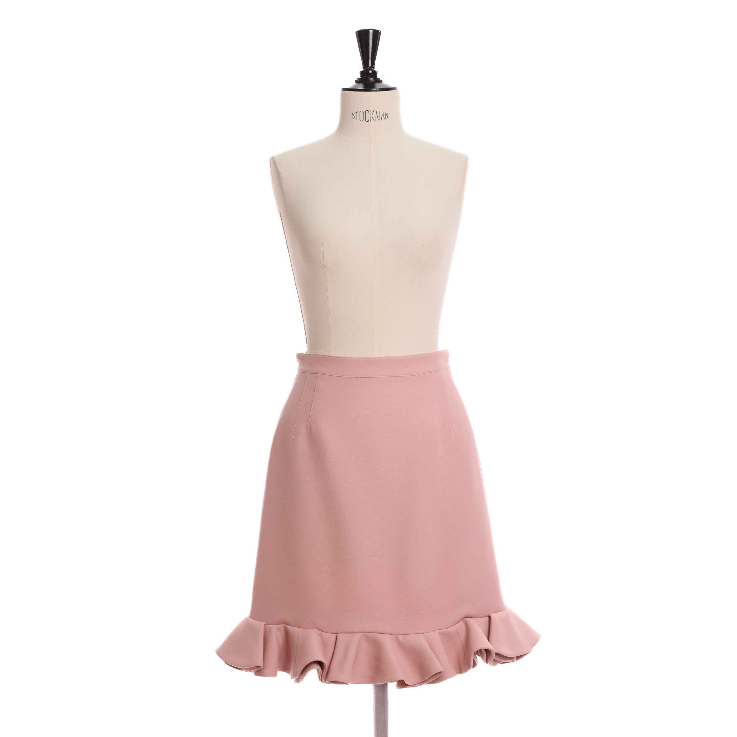 Юбка VALENTINO 42 Пудрово-розовый POWDER PINK шерсть/шелк двуслойные воланы по низу