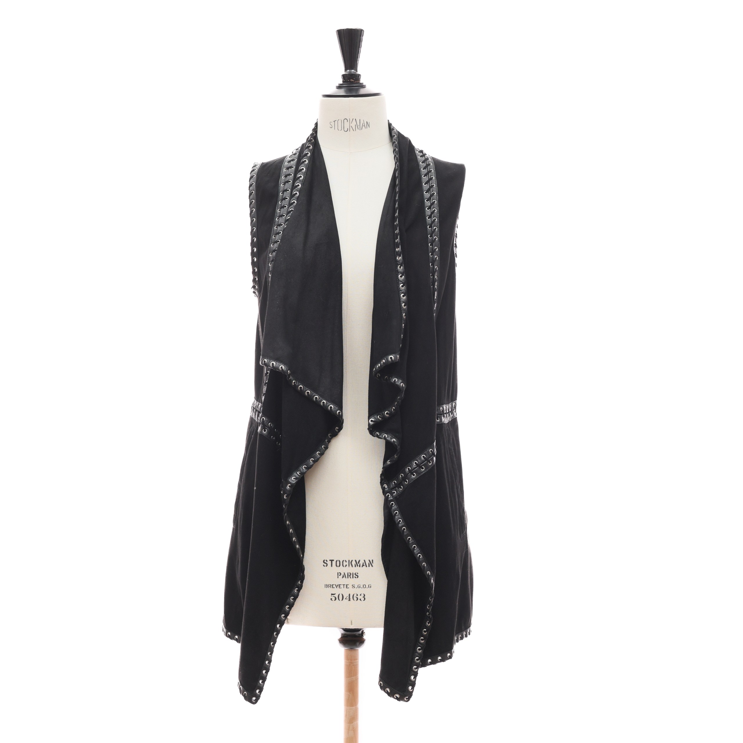 Жилет MICHAEL KORS S Черный замша кожанные края,отделка на шнуровке