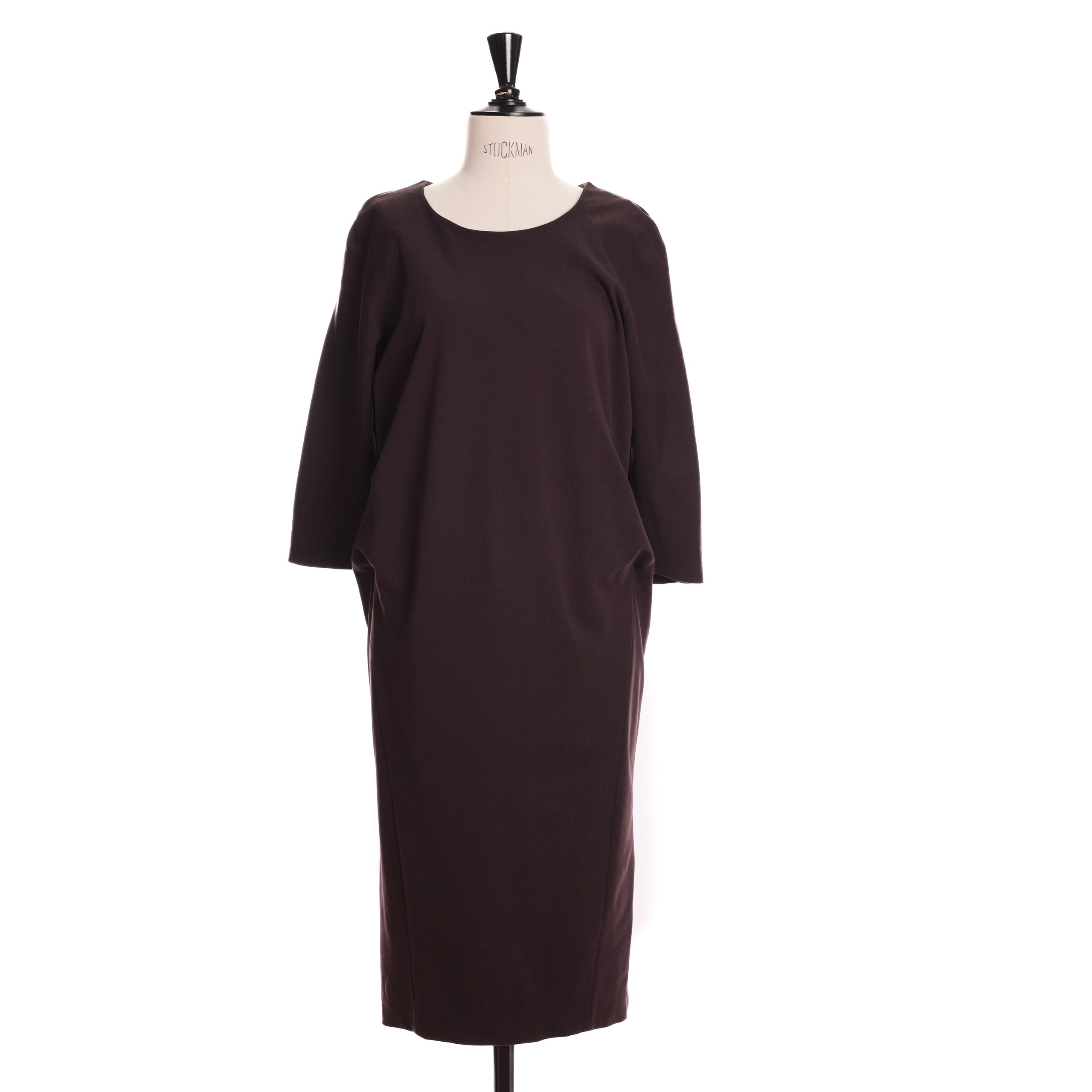 Платье JIL SANDER 36 Коричневый текстиль длинное,по бокам небольшая сборка по талии