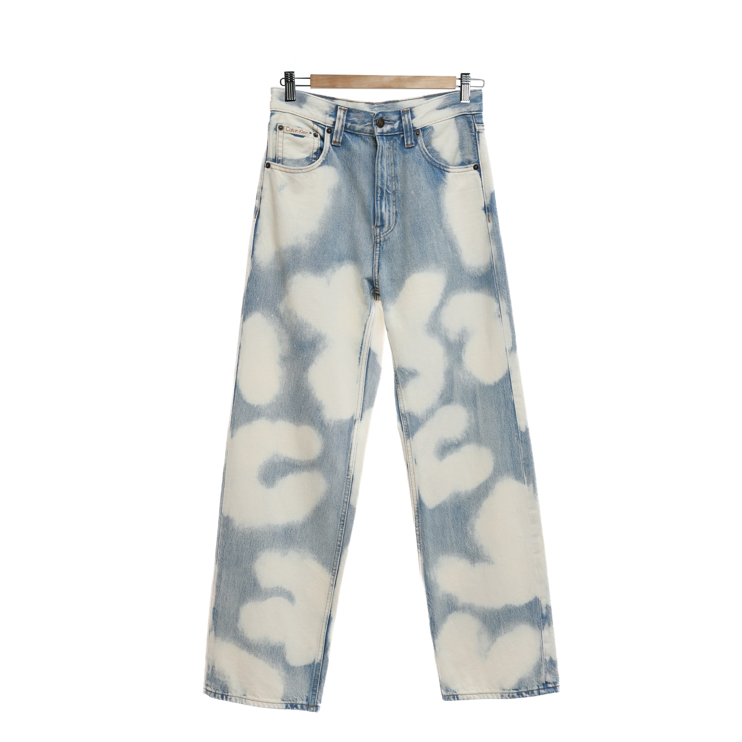 Джинсы Calvin Klein 28 бело-голубой вывар крупными пятнами