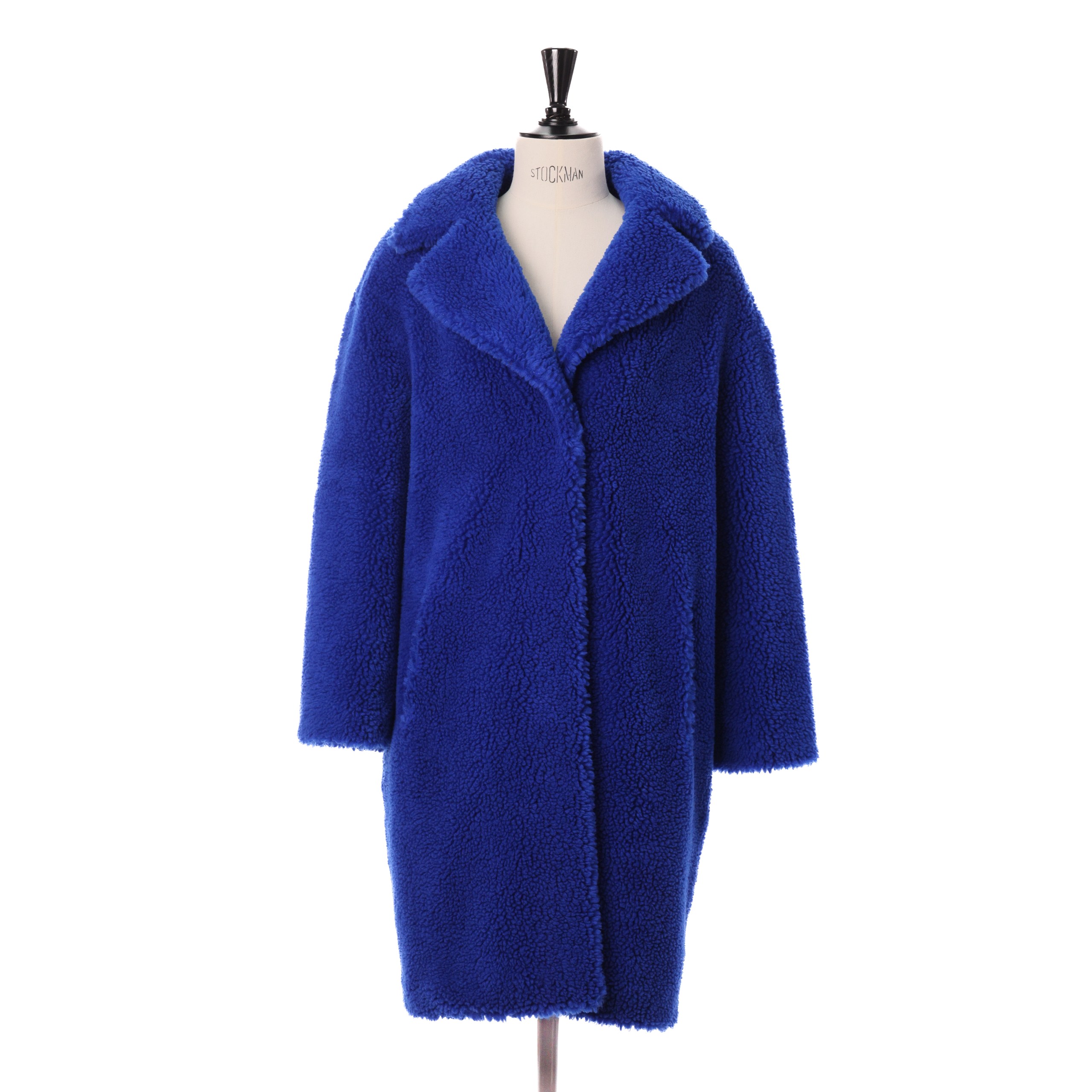 Шуба STAND STUDIO S синий экомех,имитация овчины,на кнопках