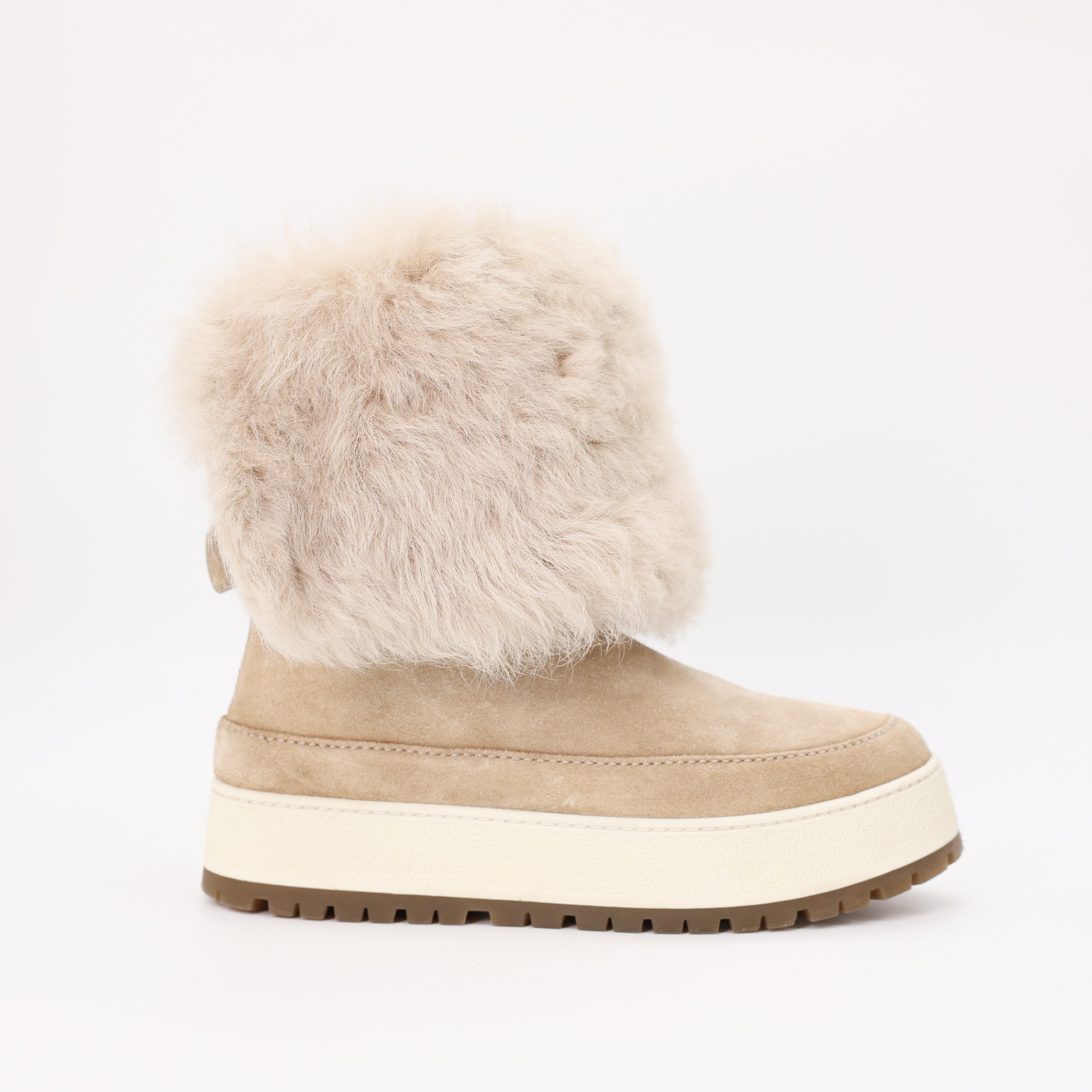 Ботинки PRADA 36 Бежевый замша мех по голенищу,зиппер по спинке,коробка