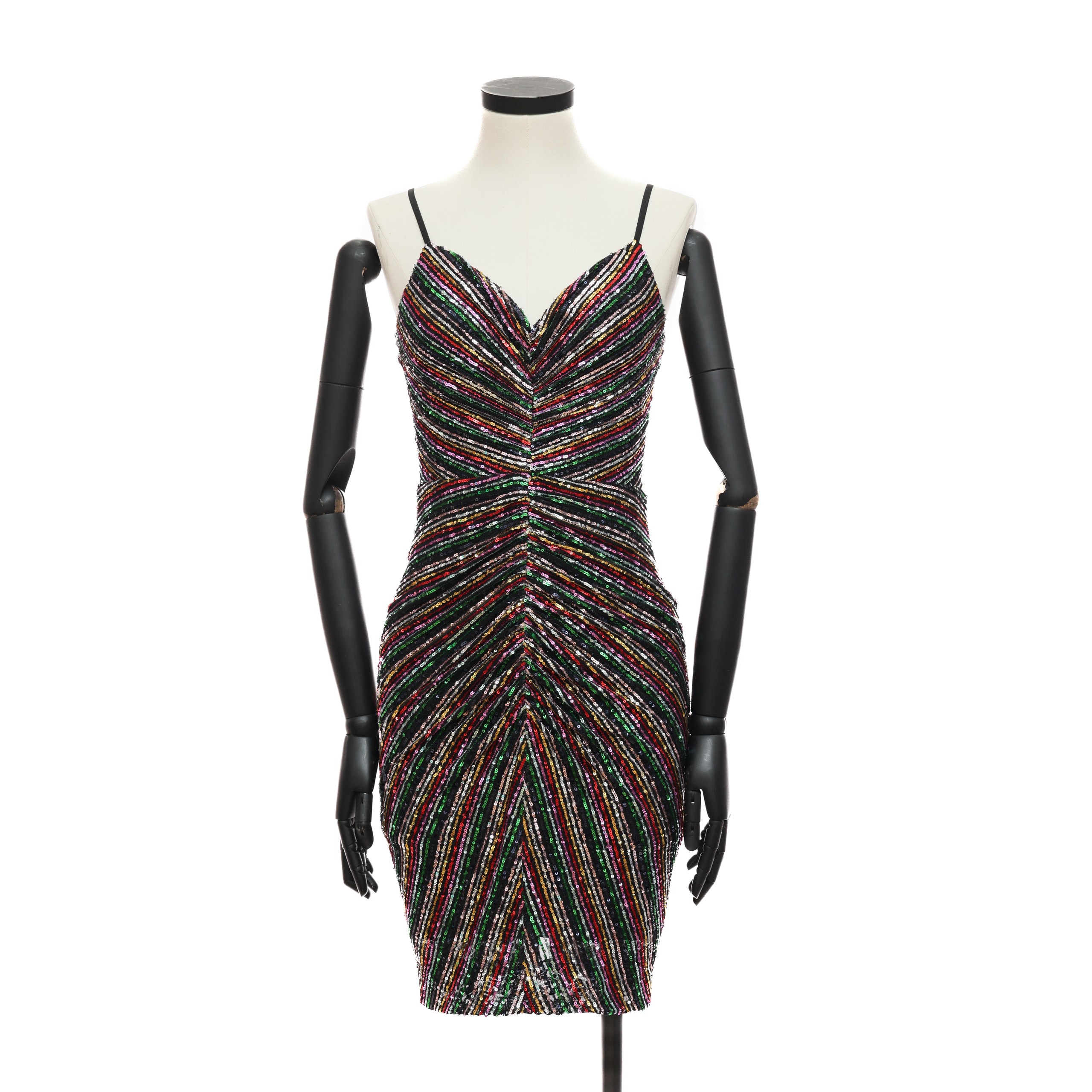 Платье DRESS THE POPULATION XS MULTICOLOR текстиль разноцветные пайетки,на лямках,зиппер по спине