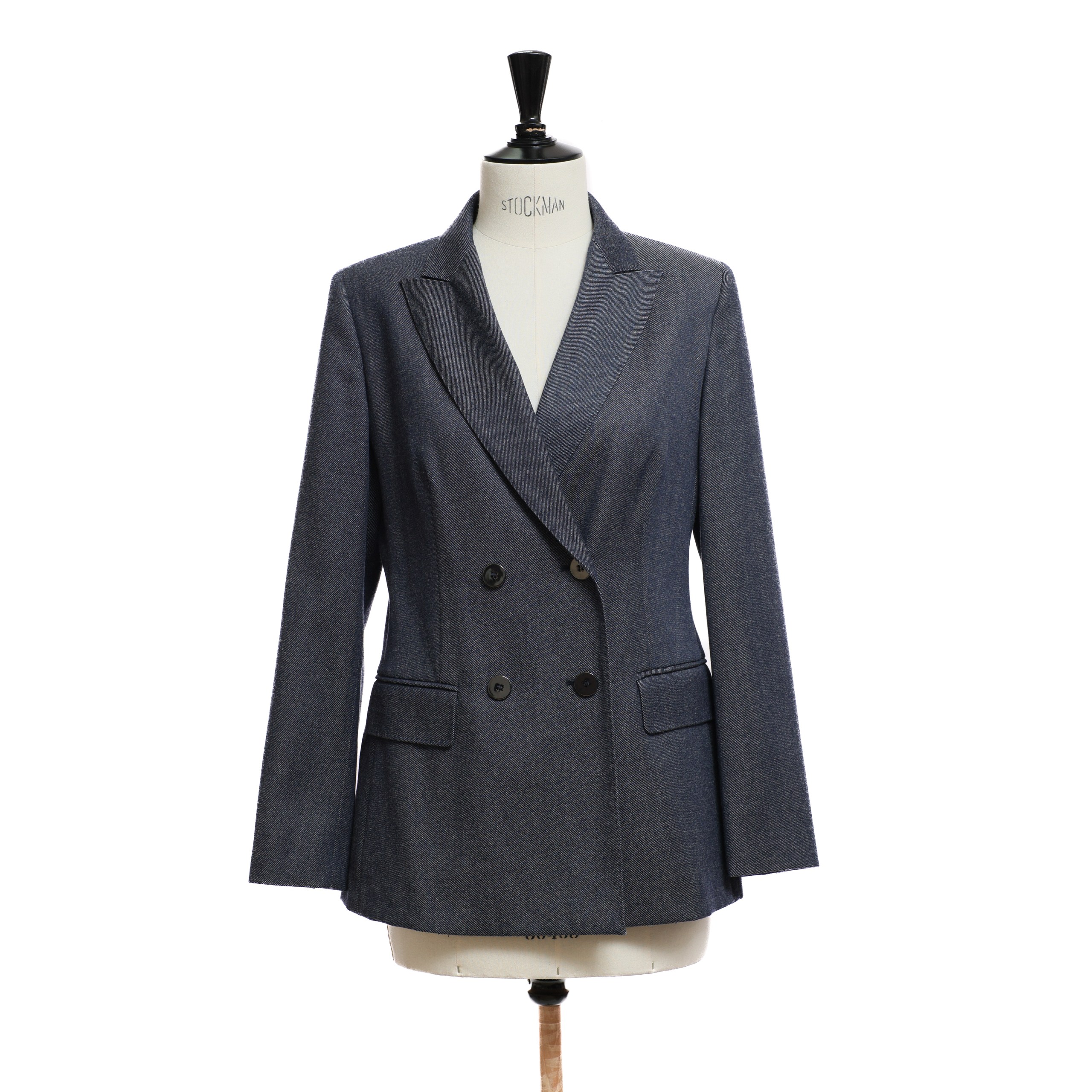 Пиджак MAX MARA M синий шерсть мелкая крапинка,двубортный,пуговицы на рукавах