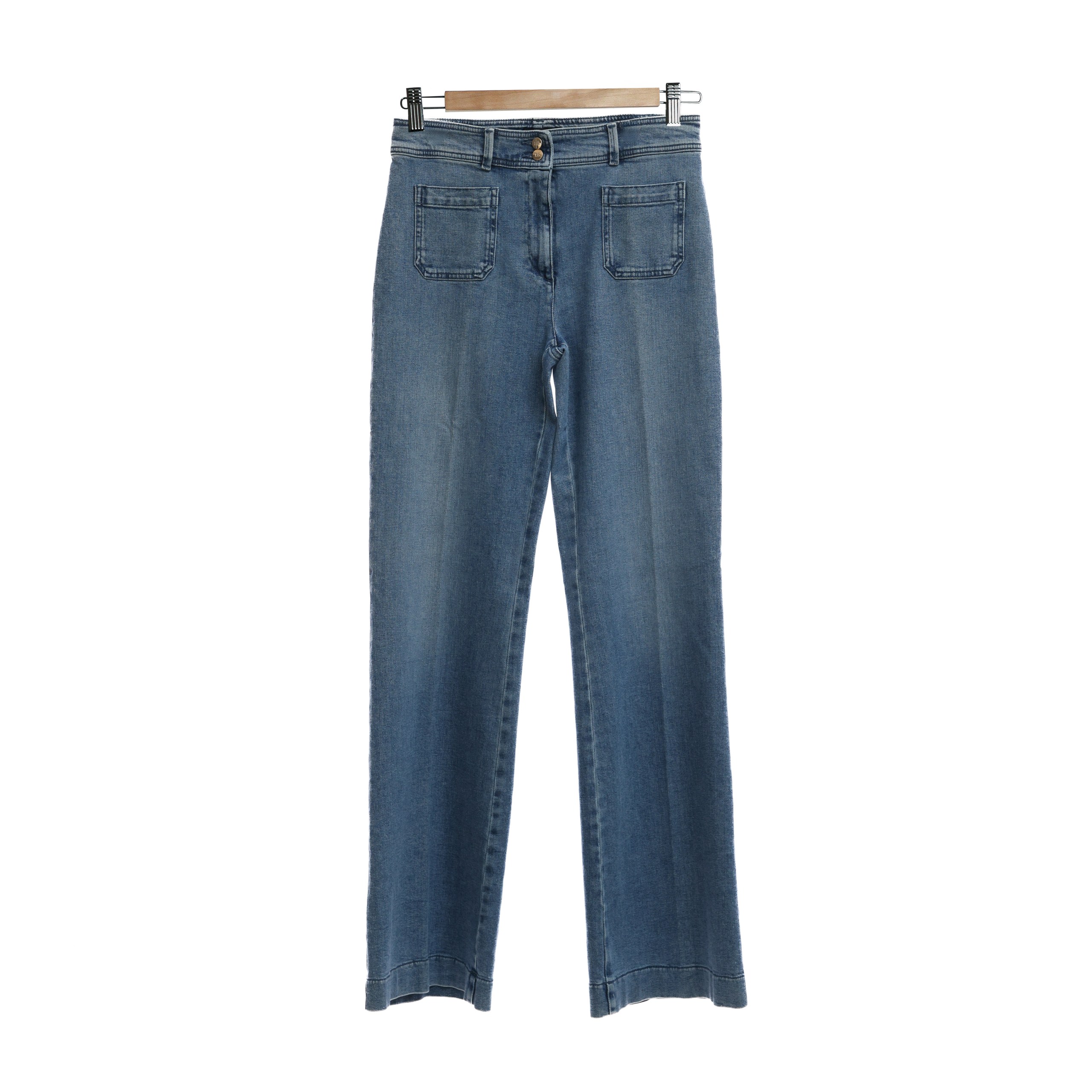 Джинсы LS 44 голубой деним, накладные карманы спереди