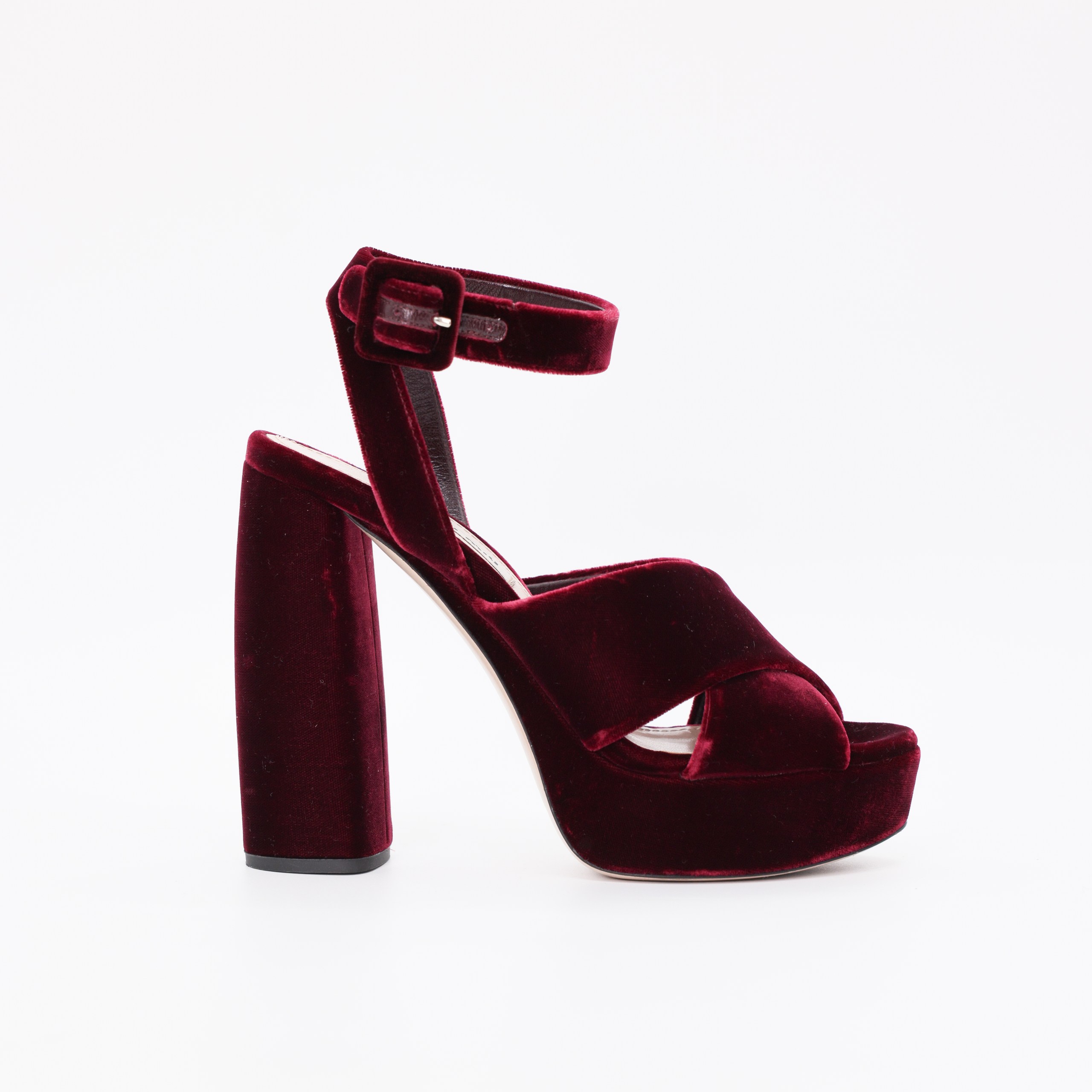 Босоножки MIU MIU 37 Марсала велюр ремелки,крупный каблук,12см,пыльник