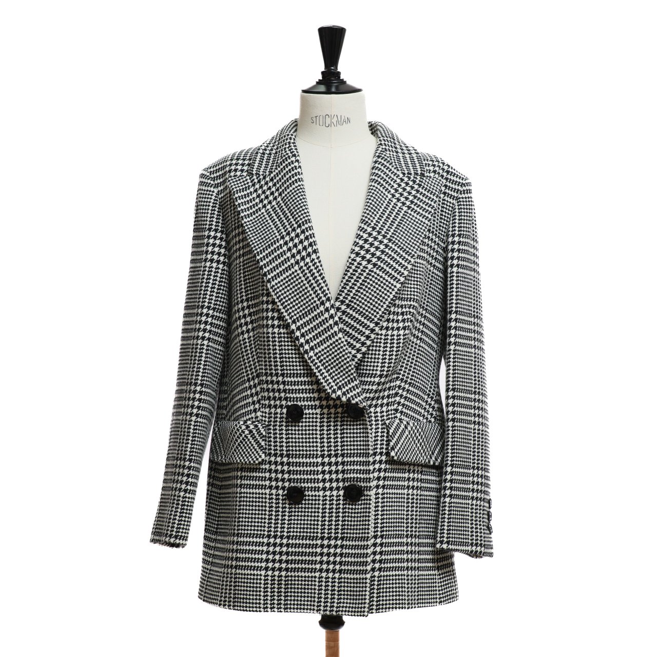 Пиджак LUISA SPAGNOLI 46 Черно-белый шерсть принт гусиной лапки,двубортное